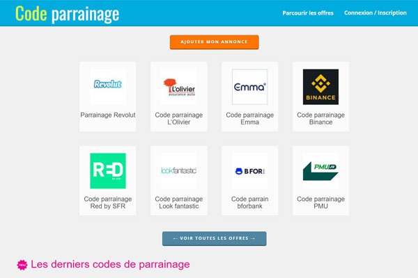 Code parrainage